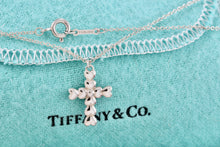 Load image into Gallery viewer, Tiffany &amp; Co. Paloma Picasso Silver Crown of Hearts Cross Pendant 16&quot; Necklace

