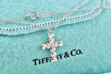 Load image into Gallery viewer, Tiffany &amp; Co. Paloma Picasso Silver Crown of Hearts Cross Pendant 16&quot; Necklace
