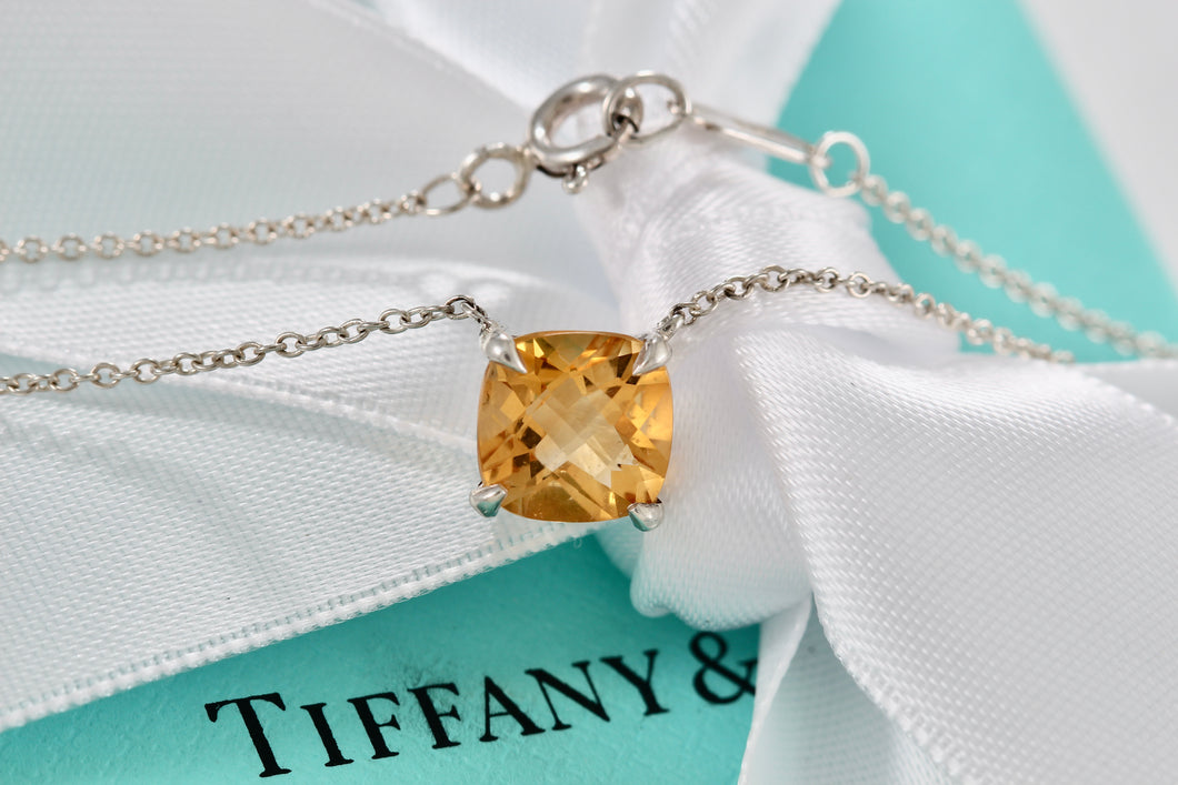 Tiffany & Co. Sterling Silver Sparkler Citrine Pendant 16