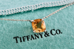 Tiffany & Co. Sterling Silver Sparkler Citrine Pendant 16" Necklace