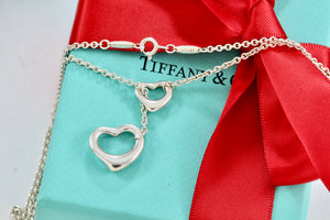 Tiffany & Co. Elsa Peretti Open Hearts Lariat 16-18" Necklace
