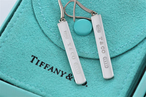 Tiffany & Co. 1837 Silver Dangle Bar Hook Earrings Older Version