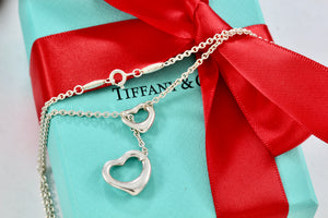 Tiffany & Co. Elsa Peretti Open Hearts Lariat 16-18" Necklace