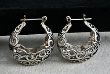 Load image into Gallery viewer, Jezlaine Sterling Silver Scroll Filigree Hoop Earrings
