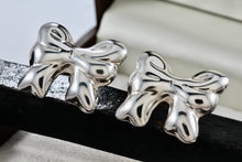 Load image into Gallery viewer, Vintage Taxco Mexico Sterling Silver Large Ribbon Bow Stud Earrings
