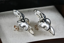 Load image into Gallery viewer, Vintage Taxco Mexico Sterling Silver Large Ribbon Bow Stud Earrings
