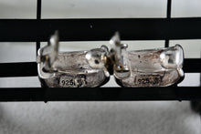 Load image into Gallery viewer, Sterling Silver Small Wide Hoop Huggie Clip-On Earrings Signed
