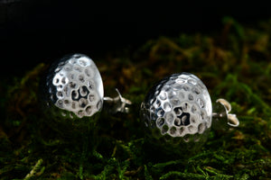 NF Sterling Silver Golf Ball Dome Round Stud Earrings Thailand