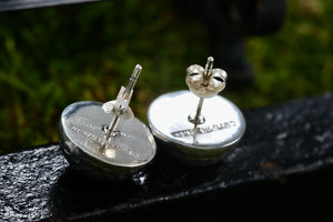 NF Sterling Silver Golf Ball Dome Round Stud Earrings Thailand