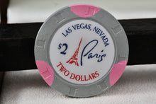 Load image into Gallery viewer, Las Vegas Hotel Paris Casino $2 Dollar H &amp; C Light Gray &amp; Pink Clay Poker Chip
