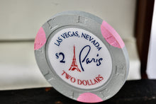 Load image into Gallery viewer, Las Vegas Hotel Paris Casino $2 Dollar H &amp; C Light Gray &amp; Pink Clay Poker Chip
