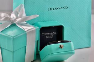 Tiffany & Co. Blue Teal Leather Engagement Ring Presentation Box Packaging