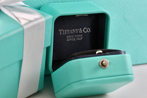 Tiffany & Co. Blue Teal Leather Engagement Ring Presentation Box Packaging