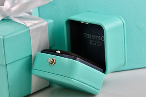 Tiffany & Co. Blue Teal Leather Engagement Ring Presentation Box Packaging