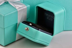 Tiffany & Co. Blue Teal Leather Engagement Ring Presentation Box Packaging