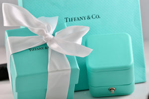 Tiffany & Co. Blue Teal Leather Engagement Ring Presentation Box Packaging