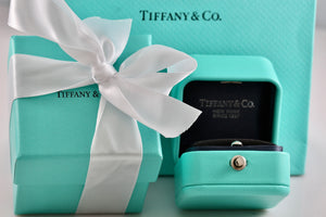 Tiffany & Co. Blue Teal Leather Engagement Ring Presentation Box Packaging