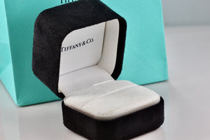 Tiffany & Co. Large White Engagement Ring Presentation Black Suede Box Packaging