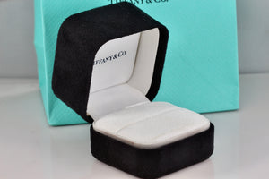 Tiffany & Co. Large White Engagement Ring Presentation Black Suede Box Packaging