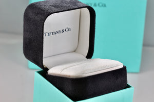 Tiffany & Co. Large White Engagement Ring Presentation Black Suede Box Packaging