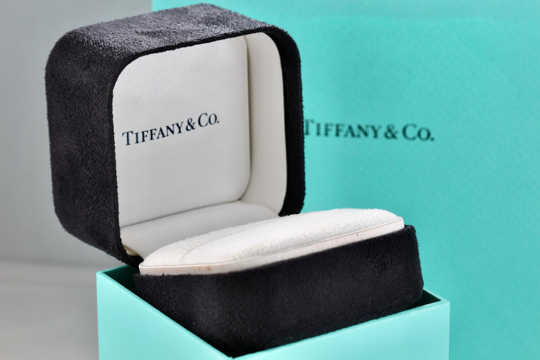 Tiffany & Co. Large White Engagement Ring Presentation Black Suede Box Packaging