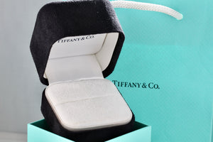 Tiffany & Co. Large White Engagement Ring Presentation Black Suede Box Packaging