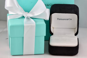 Tiffany & Co. Large White Engagement Ring Presentation Black Suede Box Packaging