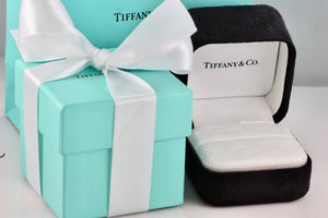 Tiffany & Co. Large White Engagement Ring Presentation Black Suede Box Packaging