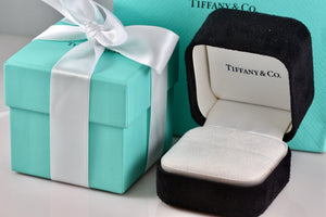 Tiffany & Co. Large White Engagement Ring Presentation Black Suede Box Packaging