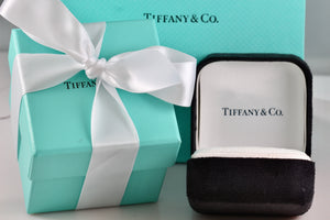 Tiffany & Co. Large White Engagement Ring Presentation Black Suede Box Packaging