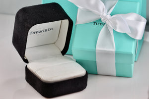 Tiffany & Co. Large White Engagement Ring Presentation Black Suede Box Packaging