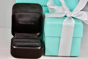 Tiffany & Co. Large Engagement Ring Presentation Black Suede Box Packaging