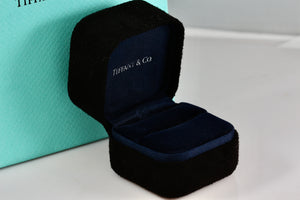 Tiffany & Co. Small Black Suede Royal Blue Engagement Ring Presentation Box Packaging