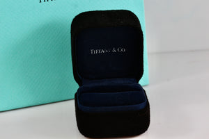 Tiffany & Co. Small Black Suede Royal Blue Engagement Ring Presentation Box Packaging