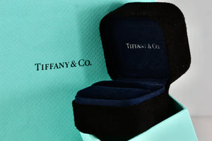 Tiffany & Co. Small Black Suede Royal Blue Engagement Ring Presentation Box Packaging