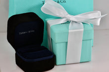 Load image into Gallery viewer, Tiffany &amp; Co. Small Black Suede Royal Blue Engagement Ring Presentation Box Packaging
