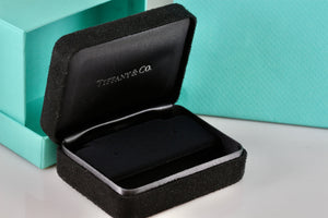 Tiffany & Co. Small Black Suede Silk Earrings Presentation Box Packaging
