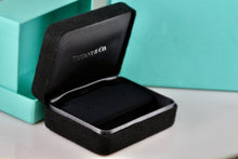 Load image into Gallery viewer, Tiffany &amp; Co. Small Black Suede Silk Earrings Presentation Box Packaging
