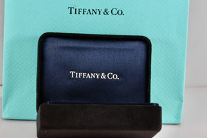 Tiffany & Co. Small Black Suede Royal Blue Silk Earrings Presentation Box