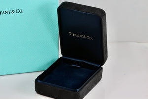 Tiffany & Co. Small Black Suede Royal Blue Silk Necklace Presentation Box Packaging