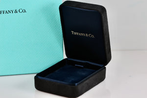 Tiffany & Co. Small Black Suede Royal Blue Silk Necklace Presentation Box Packaging