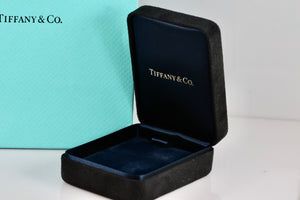 Tiffany & Co. Small Black Suede Royal Blue Silk Necklace Presentation Box Packaging