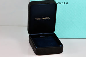 Tiffany & Co. Small Black Suede Royal Blue Silk Necklace Presentation Box Packaging