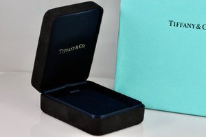 Tiffany & Co. Small Black Suede Royal Blue Silk Necklace Presentation Box Packaging