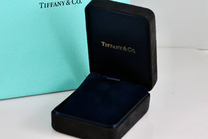 Tiffany & Co. Small Black Suede Royal Blue Silk Necklace Presentation Box Packaging