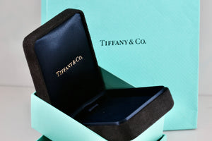 Tiffany & Co. Small Black Suede Royal Blue Silk Necklace Presentation Box Packaging