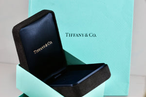 Tiffany & Co. Small Black Suede Royal Blue Silk Necklace Presentation Box Packaging