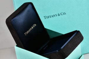 Tiffany & Co. Small Black Suede Royal Blue Silk Necklace Presentation Box Packaging