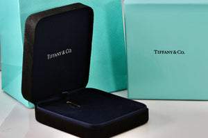 Tiffany & Co. Large Black Suede Royal Blue Presentation Box Packaging