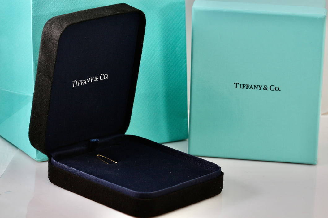 Tiffany & Co. Large Black Suede Royal Blue Presentation Box Packaging